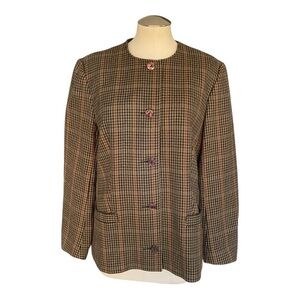 Avoca Collection Wool Blazer M Made in Ireland Houndstooth Jacket